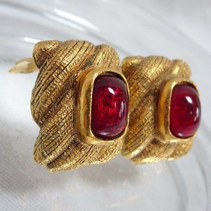 Auth CHANEL Gripoix Poured Glass Verre Earrings